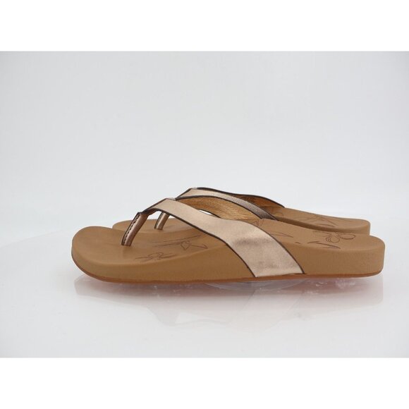 Olukai Kipe'a Slide Sandal Women Size 6 Rose Gold Metallic Thong Flip Flop - Picture 5 of 12